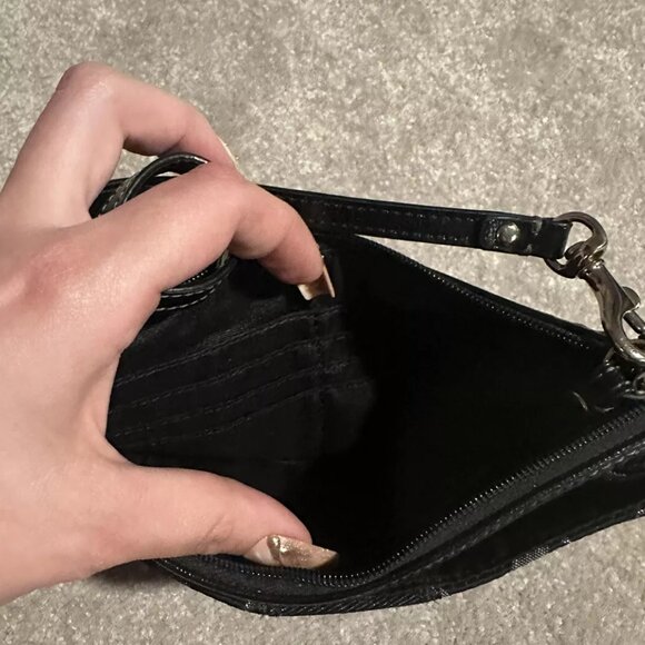 Black and Silver Glitter Stitching Coach Wristlet Purse - Picture 6 of 6